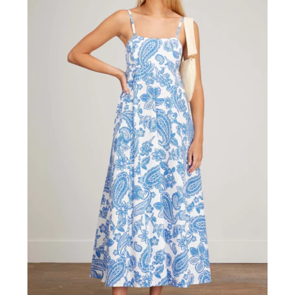 Xirena‎ Ava dress in Santorini white blue cotton midi size L NWT - Picture 9 of 10